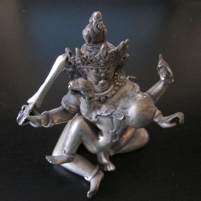 null Asie. Tibet. STATUETTE TANTRIQUE D’UNION DIVINE SHIVA-SHAKTI. Alliage métallique...