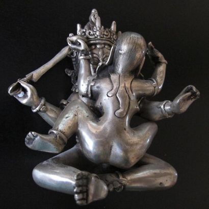 null Asie. Tibet. STATUETTE TANTRIQUE D’UNION DIVINE SHIVA-SHAKTI. Alliage métallique...