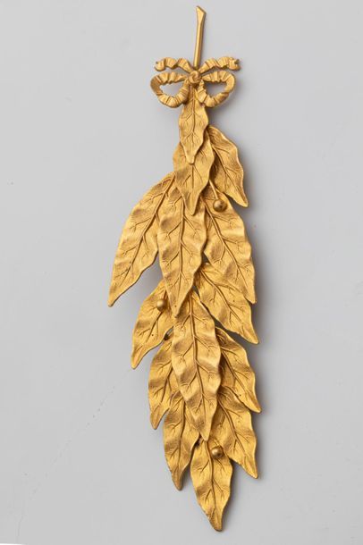 null Wrapped laurel branch in metal gilded with gold leaf - (Could be mounted as...