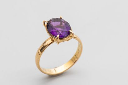 null Ring in 18k yellow gold with an oval amethyst - TDD 56 - PB: 4,8gr