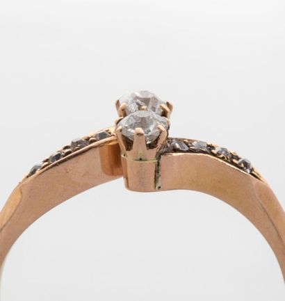 null Ring "Vous et moi" in 18k yellow gold set with old cut diamonds - Circa 1900...