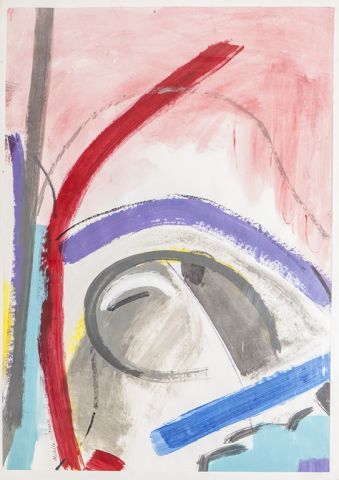 null Michelle LACROIX- Abstraction rose - Huile sur papier avec rehauts de pastel...
