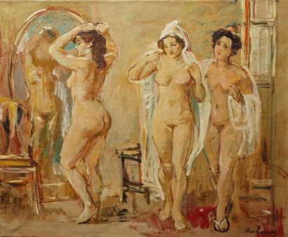 null Hovhannes HAROUTIOUNIAN (1950) - Femmes à la toilette - Huile sur toile - 60...