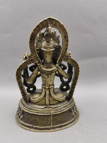 null TIBET - Bouddha en bronze à patine légérement dorée - H : 25cm