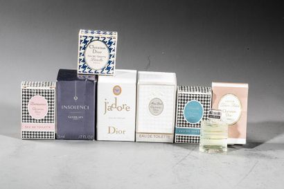 null CHRISTIAN DIOR
 Lot de 7 miniatures homothétiques avec boîte, et Parfum d’Origine,...