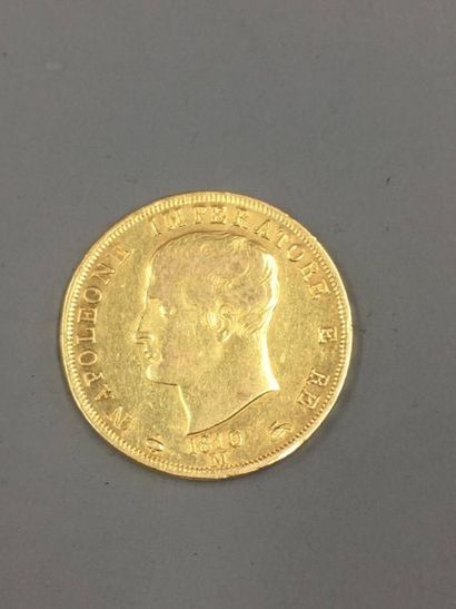 null Pièce en or de 40 lires - Napoleone Imperatore 1810 M - 12,80gr