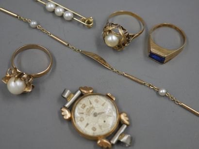 null Gold Lot - Rings, Watch case, pin and debris - PB: 22,5gr