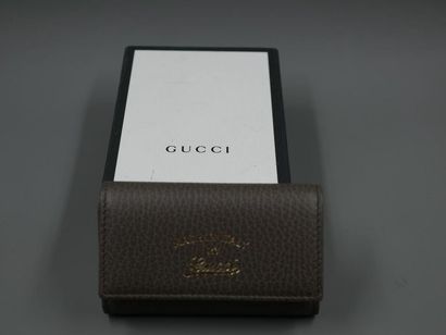 null GUCCI - Brown leather key ring - Brand new in box - H 6cm. L.10cm