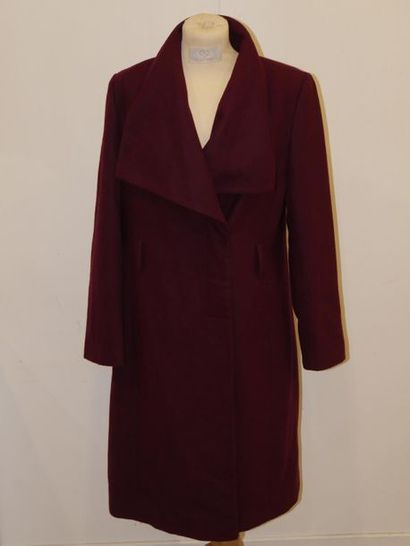 null CHLOE - Long coat in burgundy wool - Size 40 - Condition of use