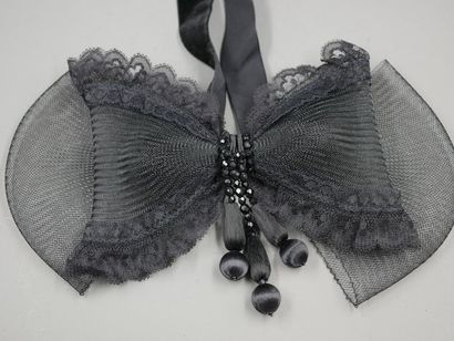 null Christian DIOR - Black tulle, velvet and pearl fashion accessories set composed...