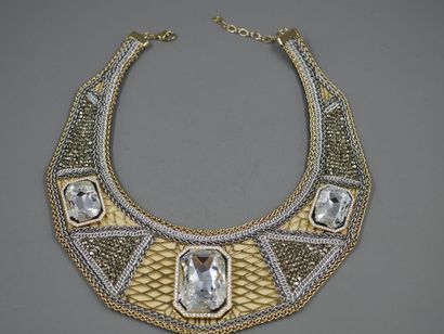 null SWAROVSKI - Important collier orné de perles, mailles et strass - Largeur au...