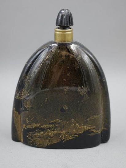 null Lentheric perfumer. Miracle. Opaque black glass bottle, powdered with gold....