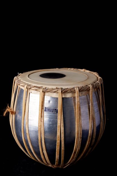 null India, 20th century. Drum made of various materials: skin, metal and leather....