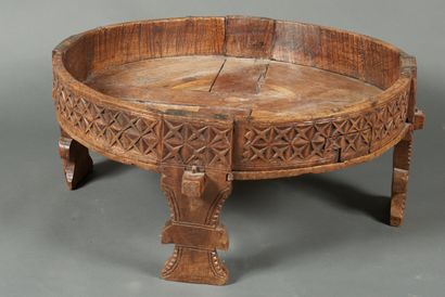 null Indonesia, early 20th century. Wooden basin or base carved with crosses and...