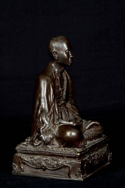 null Thaïlande, fin XIXème début XXème siècle. Statuette figurant le moine Kru Ba...