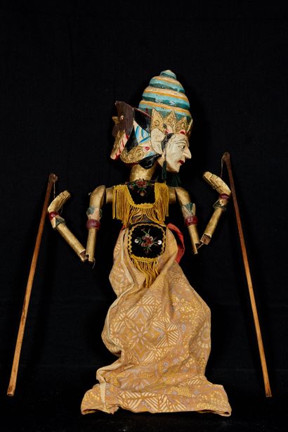null Indonesia, 20th century. Puppet. Wood, textile and various materials. 

Height:...