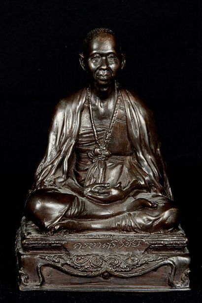 null Thaïlande, fin XIXème début XXème siècle. Statuette figurant le moine Kru Ba...