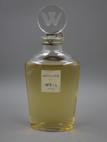 null Perfumer Weil. Antelope. Glass bottle with label titled Antilope Weil Paris....