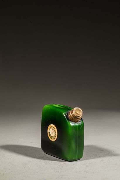 null YBRY " Femme de Paris " Baccarat bottle in the shape of a green jerrycan. Transparent...