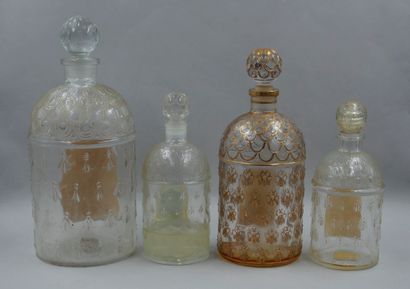 null GUERLAIN

Set of 4 colourless, empty bee model bottles Titled labels, for "Imperial...