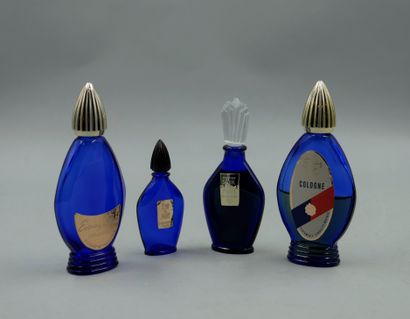 null BOURJOIS " Soir de Paris " (Evening in Paris)

Set of 4 blue glass bottles,...