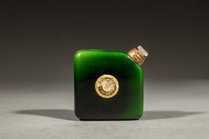 null YBRY " Femme de Paris " Baccarat bottle in the shape of a green jerrycan. Transparent...