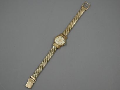 null ERDI - Bracelet montre de dame en or jaune 18k - Boitier rond - Cadran crème...