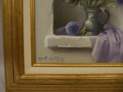 null Robert CHAILLOUX (1913-2006) - Les bleuets - Huile sur toile signé en bas à...