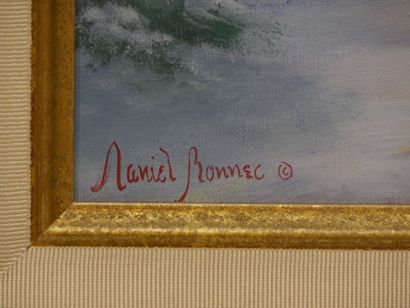 null Daniel BONNEC (né en 1962) - Soir d'hiver - Huile sur toile signée en bas à...