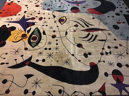 null Important tapis moderne contemporain XXè - Carton d’après MIRO (1893-1983) -...