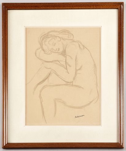 null Paul ACKERMAN (1908-1981) - Jeune femme assoupie - Crayon sur papier - Cachet...