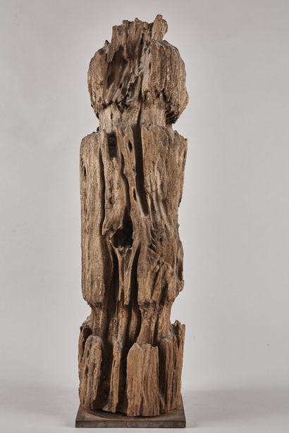 null 
Statue effigie d'ancêtre JORAI en bois - Région des hautes plateaux - VIETNAM...