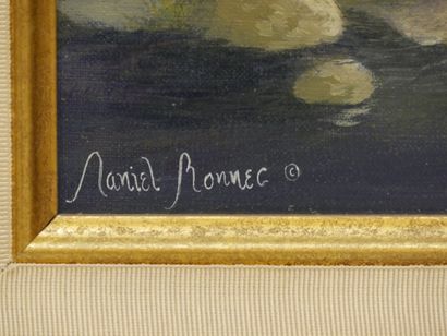 null Daniel BONNEC (né en 1962) - La partie de pêche - Huile sur toile signée en...