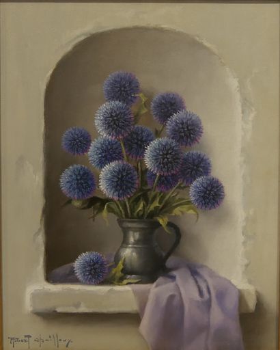 null Robert CHAILLOUX (1913-2006) - Les bleuets - Huile sur toile signé en bas à...