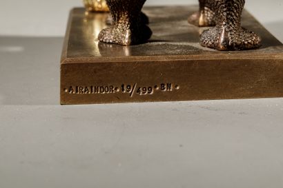 null Salvador DALI (1904-1989) (d'après) - Rhinocéros habillé en dentelles - Bronze...