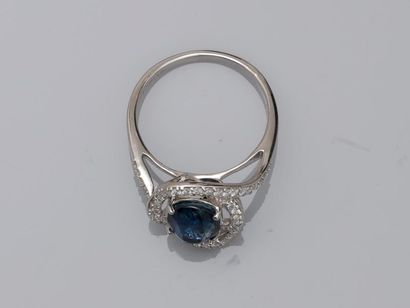 null Movement ring in 18k white gold surmounted by a 4cts Ceylon sapphire "Royal...