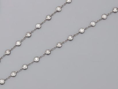 null Long necklace in 18k white gold with 75 diamonds in closed setting for about...
