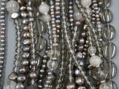 null STEPHEN DWECK - Collier à dix rangs de perles en pierre de couleurs, quartz,...