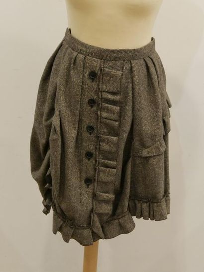 null LOUIS VUITTON - Brown tweed skirt with ruffles - Size 36 - Condition of use