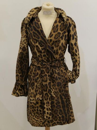 null DOLCE GABBANA - Leopard waterproof trench coat - Size 36 - Condition of use