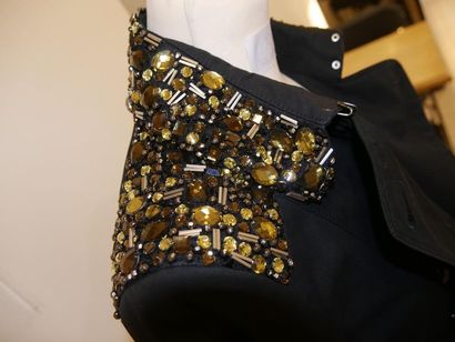 null BURBERRY - Black trenchcoat decorated on the shoulders and collar with rhinestones...