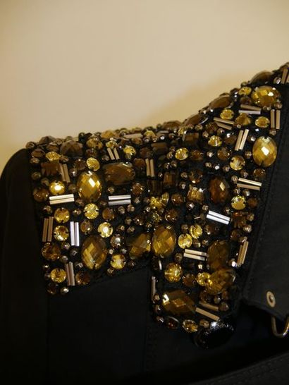 null BURBERRY - Black trenchcoat decorated on the shoulders and collar with rhinestones...