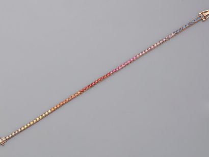 null 18k yellow gold line bracelet set with sapphires in blue, purple, pink, orange...