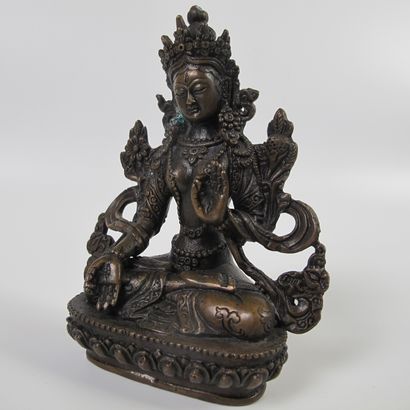 null Statuette en bronze représentant Tara. La grande déesse de compassion, parèdre...