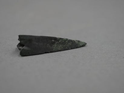 null Pointe de flèche en bronze de l’Age du Bronze. 

L : 2,5 cm.