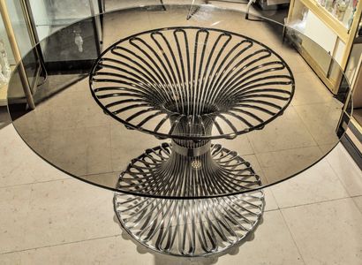 null Table Design circulaire dans le style de Warren PLATNER (1919-2006) - Piètement...