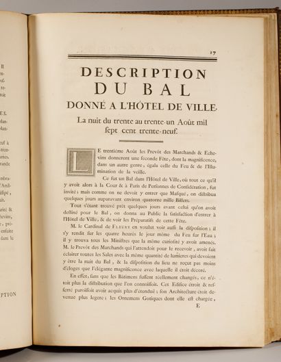 null Livre XVIIIe - « Description des festes données par la ville de Paris, à l'occasion...