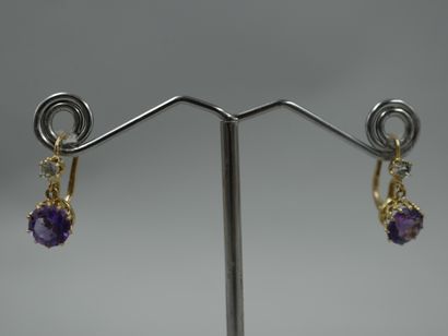 Earrings with a facetted amethyst - PB :...