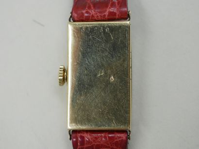null Ladies' wristwatch, gold case with rose-cut diamonds, red leather strap - PB...