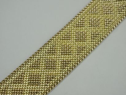 null Bracelet manchette en or jaune tressé souple 18k - poids : 70gr - Long : 19...